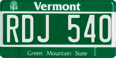 VT license plate RDJ540