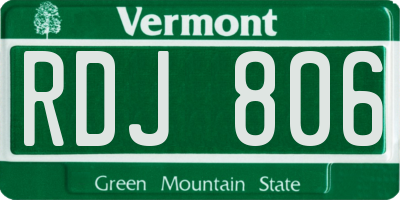 VT license plate RDJ806