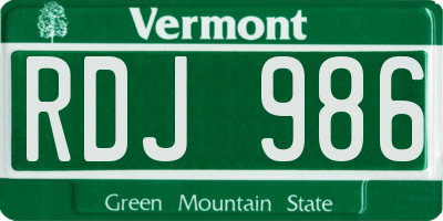 VT license plate RDJ986