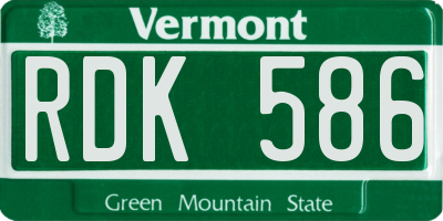 VT license plate RDK586
