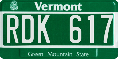 VT license plate RDK617