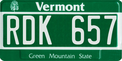 VT license plate RDK657