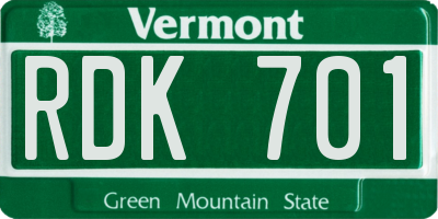 VT license plate RDK701