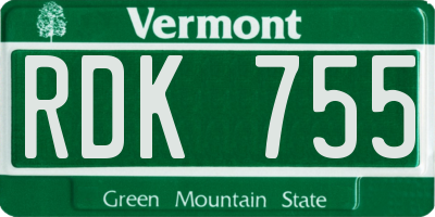 VT license plate RDK755