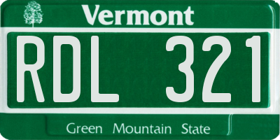 VT license plate RDL321