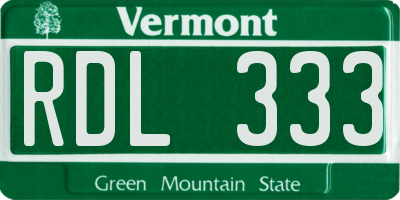VT license plate RDL333