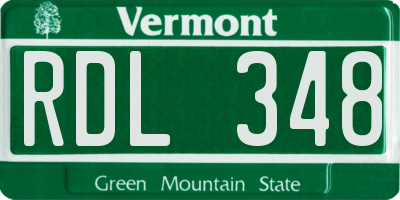 VT license plate RDL348