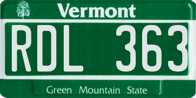 VT license plate RDL363