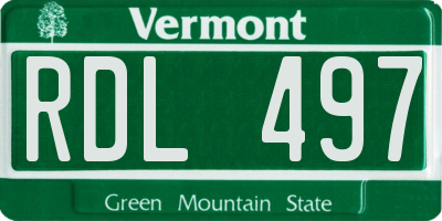 VT license plate RDL497