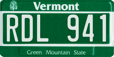VT license plate RDL941