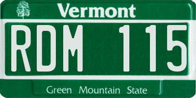 VT license plate RDM115