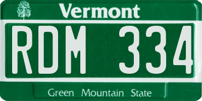 VT license plate RDM334