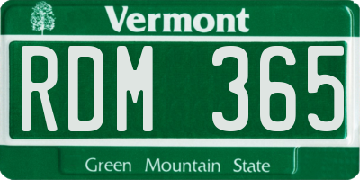 VT license plate RDM365