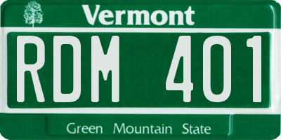 VT license plate RDM401