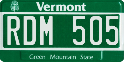 VT license plate RDM505