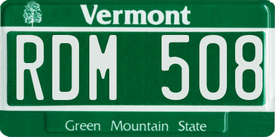 VT license plate RDM508
