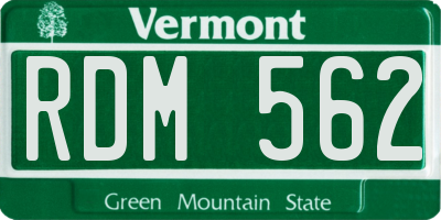 VT license plate RDM562