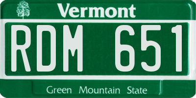 VT license plate RDM651