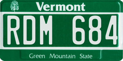 VT license plate RDM684