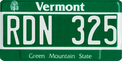 VT license plate RDN325