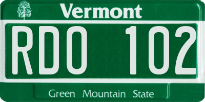 VT license plate RDO102
