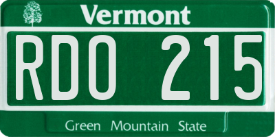 VT license plate RDO215