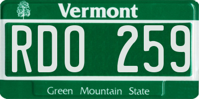 VT license plate RDO259