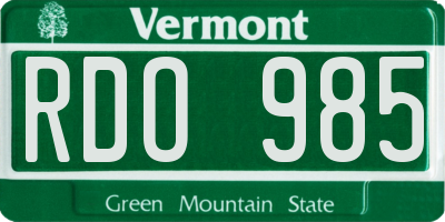 VT license plate RDO985