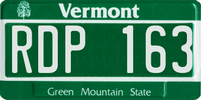 VT license plate RDP163