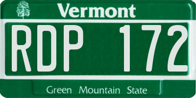 VT license plate RDP172