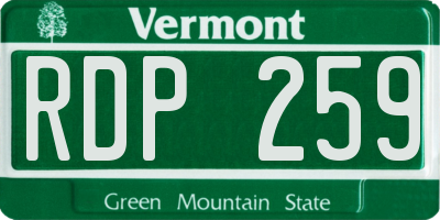 VT license plate RDP259