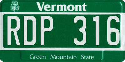 VT license plate RDP316