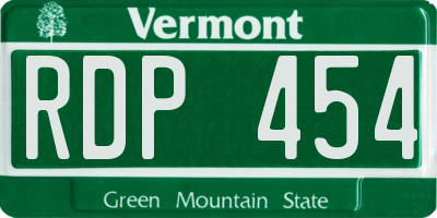 VT license plate RDP454