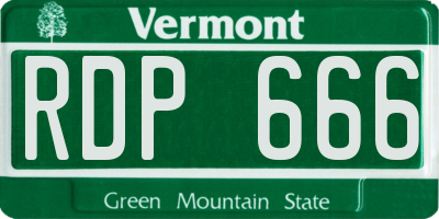 VT license plate RDP666