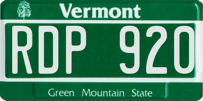 VT license plate RDP920