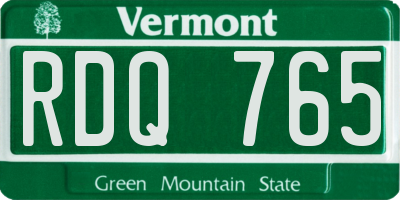 VT license plate RDQ765