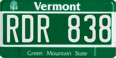 VT license plate RDR838