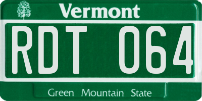 VT license plate RDT064