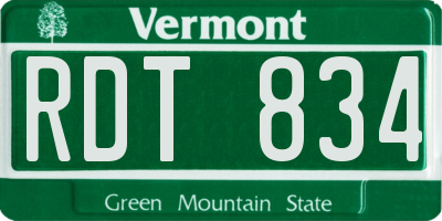 VT license plate RDT834