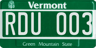 VT license plate RDU003