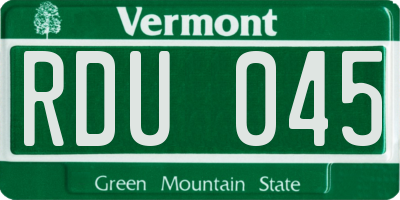 VT license plate RDU045