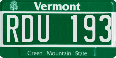VT license plate RDU193