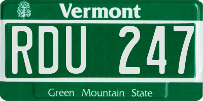 VT license plate RDU247