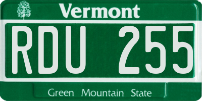 VT license plate RDU255
