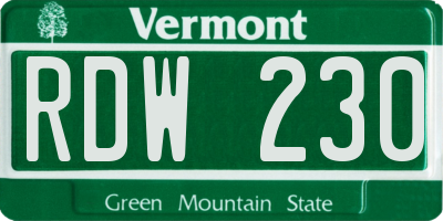 VT license plate RDW230