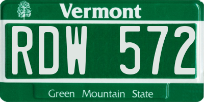 VT license plate RDW572