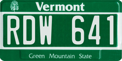 VT license plate RDW641