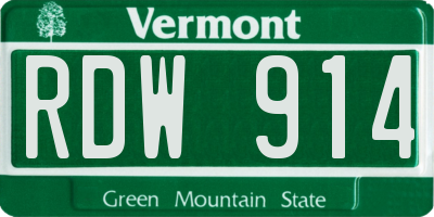 VT license plate RDW914