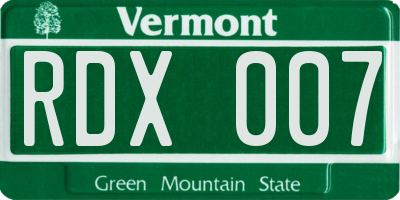 VT license plate RDX007