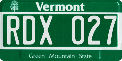 VT license plate RDX027